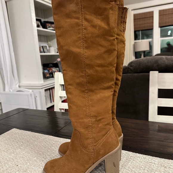 Brown Suede Knee-High Boots - Picture 1 of 5